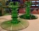 1 Pair Heisey Mars Green Glass Single Candle Stick Holders #113 Very Rare Exc