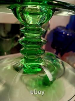 1 Pair Heisey MARS GREEN GLASS Single CANDLE STICK HOLDERS #113 VERY RARE EXC 1 Pair Heisey MARS GREEN GLASS Single CANDLE STICK HOLDERS #113 VERY RARE EXC