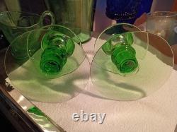 1 Pair Heisey MARS GREEN GLASS Single CANDLE STICK HOLDERS #113 VERY RARE EXC 1 Pair Heisey MARS GREEN GLASS Single CANDLE STICK HOLDERS #113 VERY RARE EXC