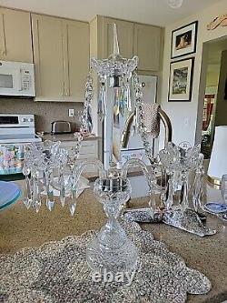 1 WATERFORD and Czech, CRYSTAL CANDELABRA CENTERPIECE, 23 tall×17