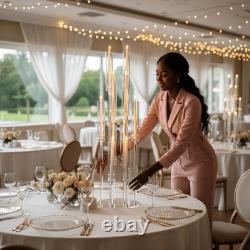 10-Arm Wedding Table Centerpiece 37 Inch Clear Candelabra