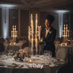 10-Arm Wedding Table Centerpiece 37 Inch Clear Candelabra