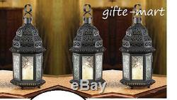 10 BLACK CLEAR Moroccan shabby Candle holder lantern wedding table centerpiece