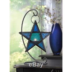 10 BLUE Moroccan STAR 14 Candle holder Lantern light wedding table centerpiece
