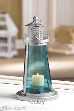 10 BLUE nautical 9 LIGHTHOUSE CANDLE HOLDER light wedding table centerpiece
