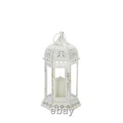 10 Distressed 10 WHITE shabby Candle holder Lantern wedding florist centerpiece