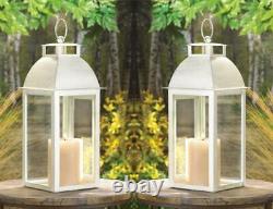 10 Distressed Pearl White Shabby Table Candle Lantern Holder Wedding Centerpiece