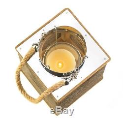10 Hudson Medium Wood, Metal & Glass Holder Candle Holder Lantern15211