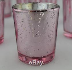 10 Pieces Rose Pink Mercury Tea Light Candle Holders Wedding Decor
