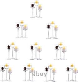 10 Sets (30 Pcs) Candlestick & Tealight Candle Holders, Tall Elegant Glass Styli