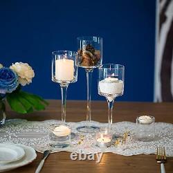 10 Sets 30 Pcs Candlestick Tealight Candle Holders Tall Elegant Glass Stylish