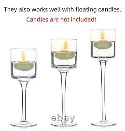 10 Sets 30 Pcs Candlestick Tealight Candle Holders Tall Elegant Glass Stylish