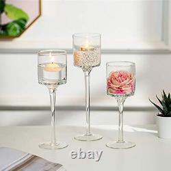 10 Sets 30 Pcs Candlestick Tealight Candle Holders Tall Elegant Glass Stylish