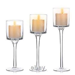 10 Sets 30 Pcs Candlestick Tealight Candle Holders Tall Elegant Glass Stylish