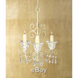 10 Shabby Ivory White Crystal Hanging Candle Holder Wedding Chandeliers NEW