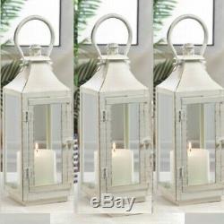 10 Traditional White Lantern 12in Candle Holder Centerpieces