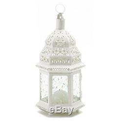 10 WHITE Shabby WEDDING Moroccan Table Decor CENTERPIECES CANDLE Holder Lanterns