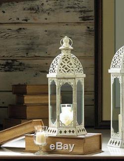 10 White 16 tall distressed whitewashed moroccan Candle holder wedding Lantern
