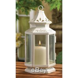 10 White Victorian shabby whitewashed Lantern Candle holder wedding centerpiece