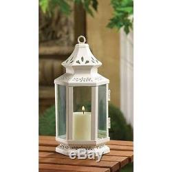 10 White colonial whitewashed shabby Lantern Candle holder table centerpiece