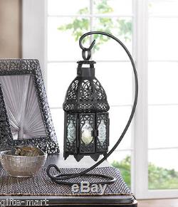 10 black Moroccan lace 13 Candle holder Lantern light wedding table centerpiece