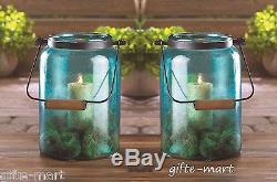 10 large BLUE glass 10 tall Jar Candle holder Lamp wedding table centerpieces