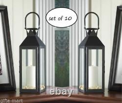 10 lot large 15 tall BLACK Candle holder Lantern Lamp wedding table centerpiece