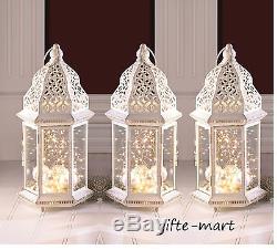 10 lot large White 16 tall Moroccan shabby Candle holder lantern wedding table