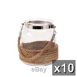 10 nautical rope 6 lantern Glass mason Jar Candle holder wedding centerpiece