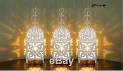 10 white Moroccan scrollwork lantern Candle holder wedding table centerpiece