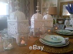 10 white Moroccan scrollwork lantern Candle holder wedding table centerpiece