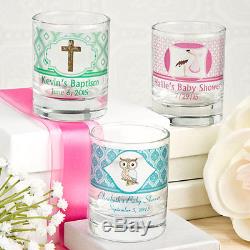 100 Clearly Custom Personalized Round Shot Glass Votive Candle Holder Favors