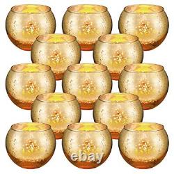 108 Pieces Gold Votive Candle Holders Bulk Round Mercury Glass Candle Holders