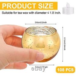 108 Pieces Gold Votive Candle Holders Bulk Round Mercury Glass Candle Holders