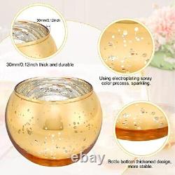 108 Pieces Gold Votive Candle Holders Bulk Round Mercury Glass Candle Holders