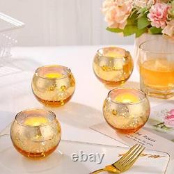 108 Pieces Gold Votive Candle Holders Bulk Round Mercury Glass Candle Holders