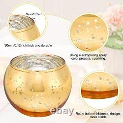 108 Pieces Votive Candle Holders Bulk Round Mercury Glass Candle Holders Gold