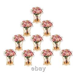 10x Metal Candle Holders Flower Glass Vase Wedding Table Centerpiece Candlestick