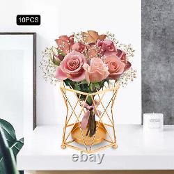 10x Metal Candle Holders Flower Glass Vase Wedding Table Centerpiece Candlestick