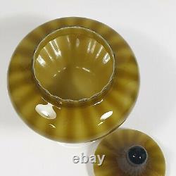 12.1 Empoli Cased Optic Glass Lidded Candy Apothecary Jar Green Italian Vintage