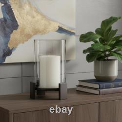 12 Black Glass Abstract Tabletop Hurricane Candle Holder