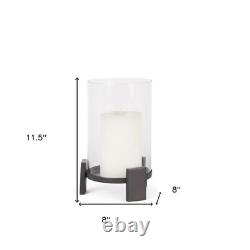 12 Black Glass Abstract Tabletop Hurricane Candle Holder