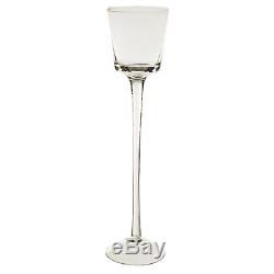 12 Clear Glass Candle Holder with Glass Stem, H-12 Wholesale Lot of 24pcs