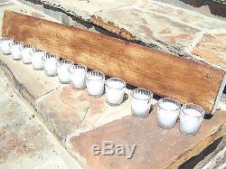12 Hole Wooden Sugar Mold Candle Holder COMPLETE Set with clear glass votives