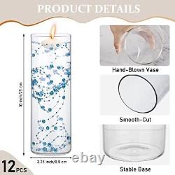 12 Pack Glass Clear Cylinder Vases Tall Floating Candle Holders Centerpiece T