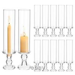 12 Pcs Hurricane Candle Holders 13.8 Tall Glass Taper & Pillar Candle Stan