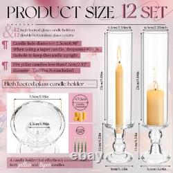 12 Pcs Hurricane Candle Holders 13.8 Tall Glass Taper & Pillar Candle Stan