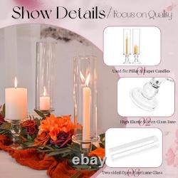 12 Pcs Hurricane Candle Holders 13.8 Tall Glass Taper & Pillar Candle Stan