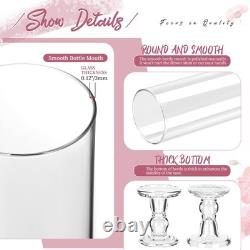 12 Pcs Hurricane Candle Holders 13.8 Tall Glass Taper & Pillar Candle Stan