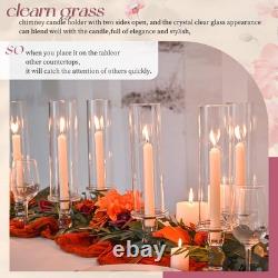 12 Pcs Hurricane Candle Holders 13.8 Tall Glass Taper & Pillar Candle Stan